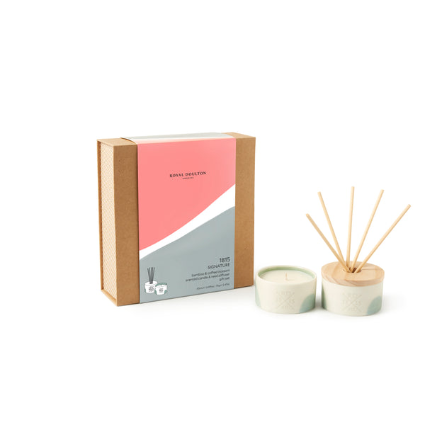 Signature Bamboo & Coffee Blossom Reed & Candle Gift Set